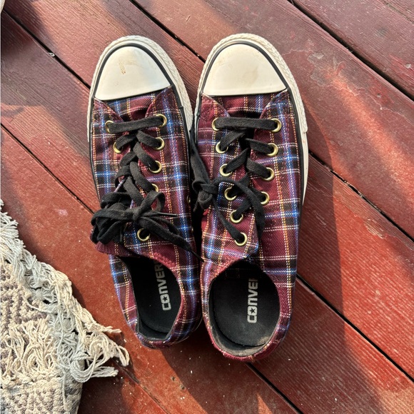 Converse Red and Blue Plaid Sneakers - Picture 1 of 4